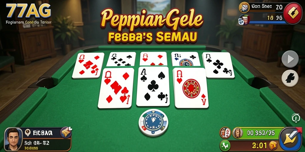 Gameplay seru Gaple di 77AG dengan teman-teman.