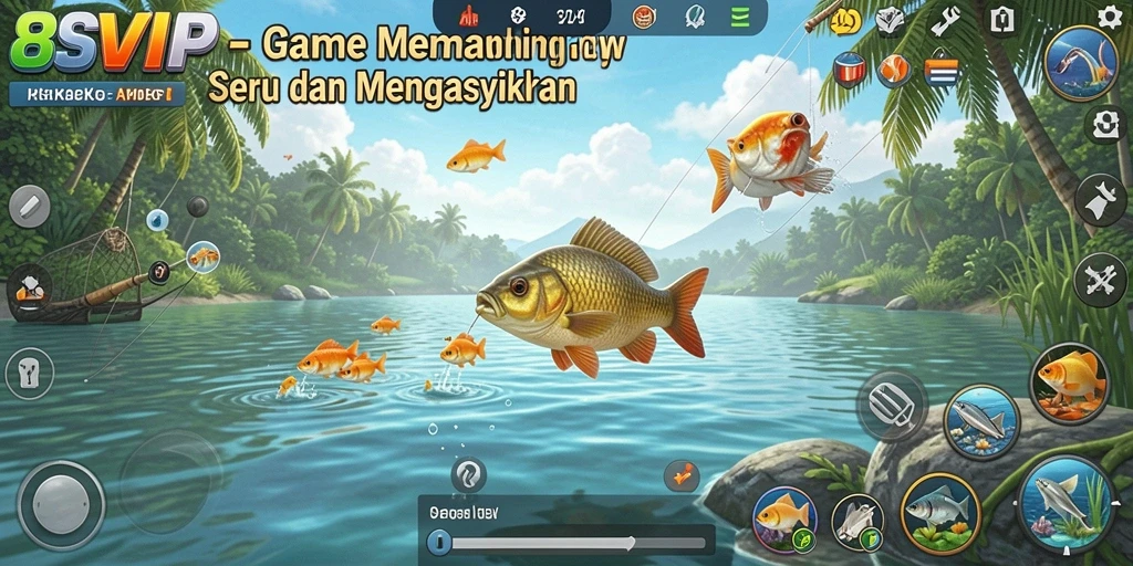 Screenshot gameplay <strong>8SVIP</strong> yang menampilkan aksi memancing yang seru.