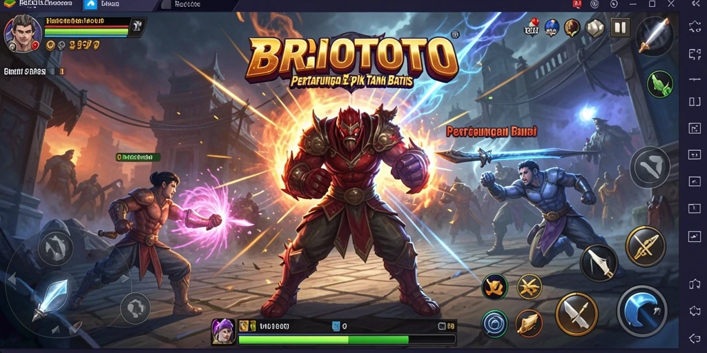 Tampilan gameplay BRIOTOTO dengan pertarungan seru dan aksi menegangkan.