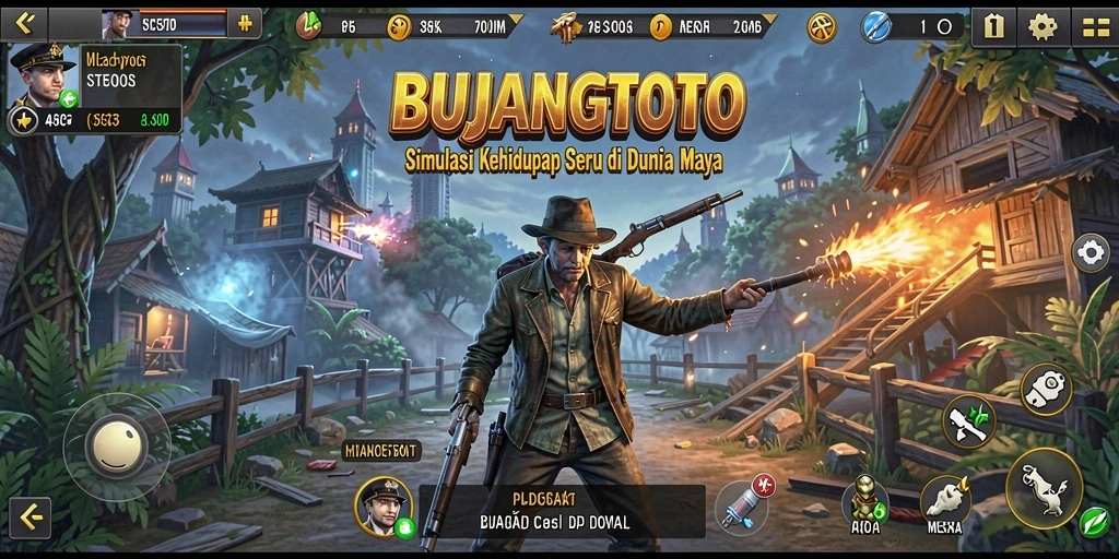 Screenshot gameplay BUJANGTOTO menampilkan interaksi karakter yang dinamis.