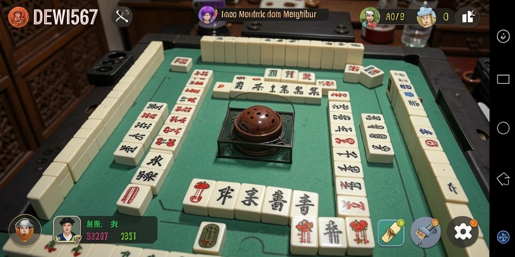 Screenshot dari gameplay DEWI567 menampilkan suasana Mahjong yang menawan.