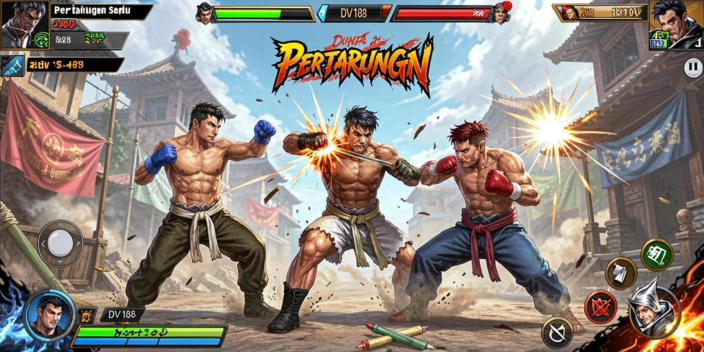 Gameplay mendebarkan dengan aksi pertarungan yang seru.