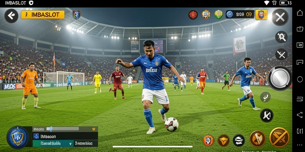 Tampilan gameplay menarik dari IMBASLOT dengan aksi sepak bola yang seru.