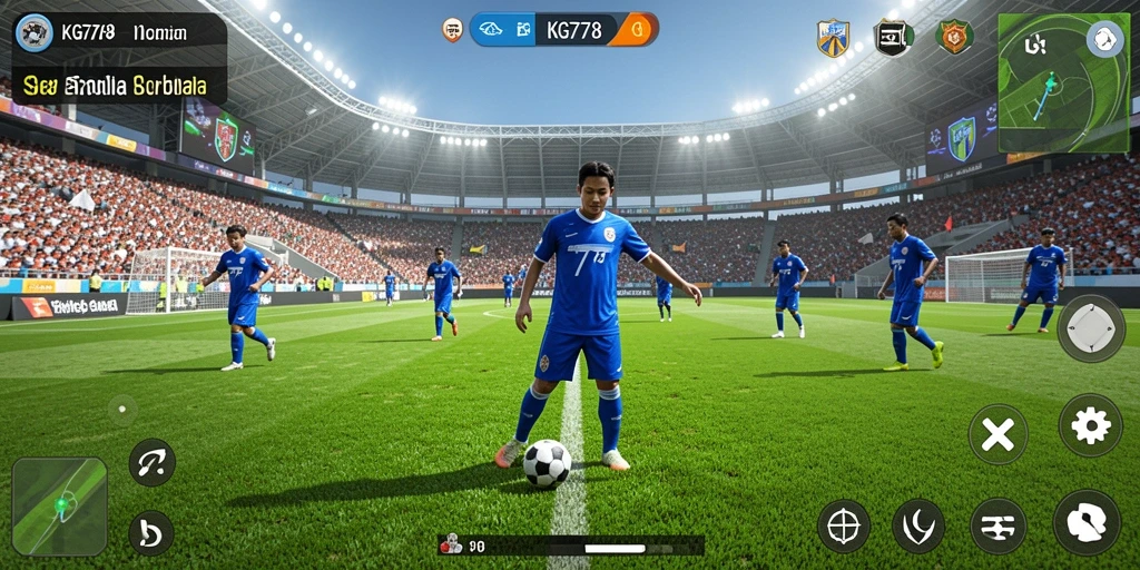 Tampilan gameplay dari KG778 yang seru dan menarik di lapangan sepak bola.