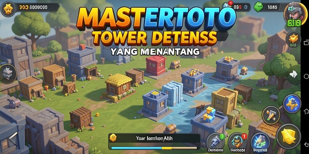 Tampilan gameplay MASTERTOTO yang menampilkan strategi Tower Defense yang intens.