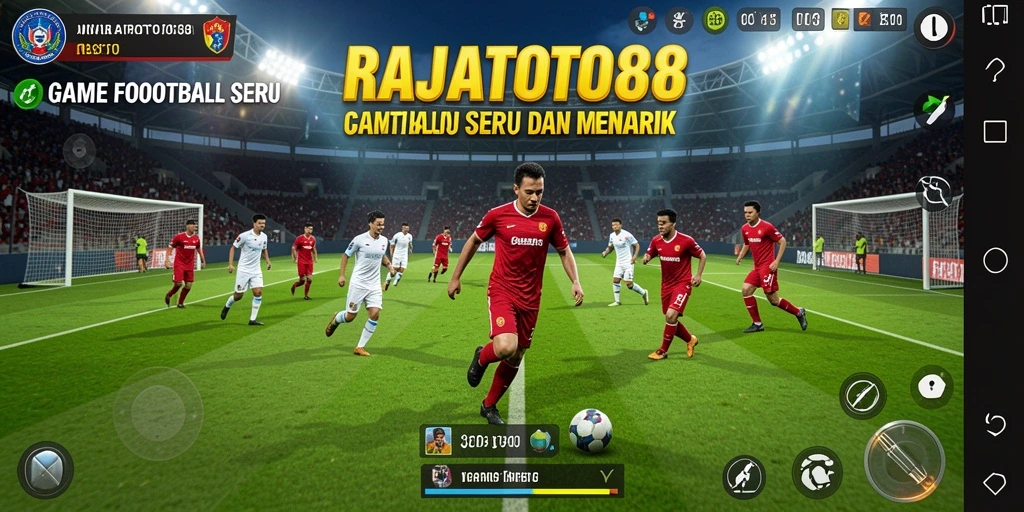 Screenshot utama RAJATOTO88 menampilkan gameplay menarik di lapangan sepak bola.