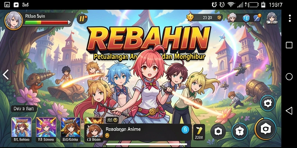 Gameplay menarik dari REBAHIN dengan karakter anime yang ceria.