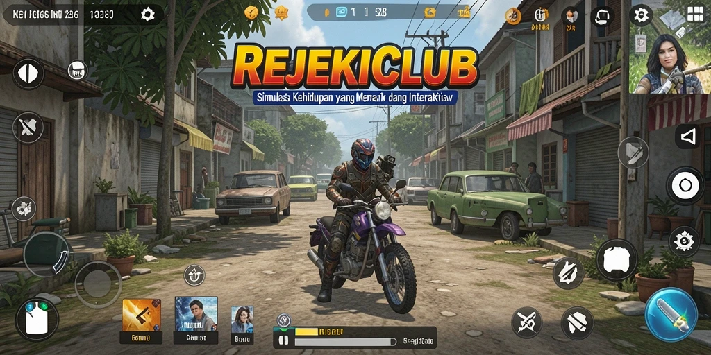 Gameplay menarik dalam REJEKICLUB menunjukkan aktivitas sehari-hari yang seru.