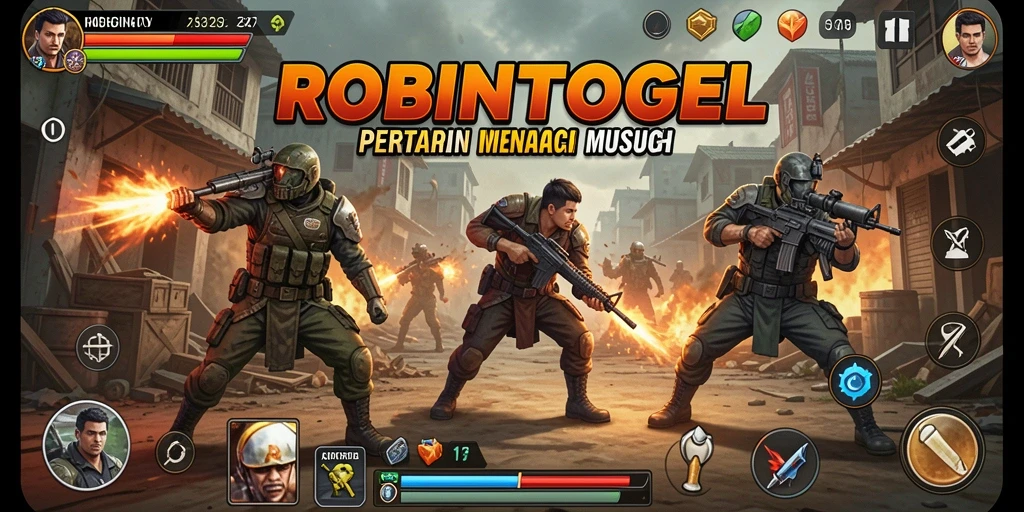 Screenshot gameplay Tower Defense ROBINTOGEL yang menunjukkan pertahanan menara.