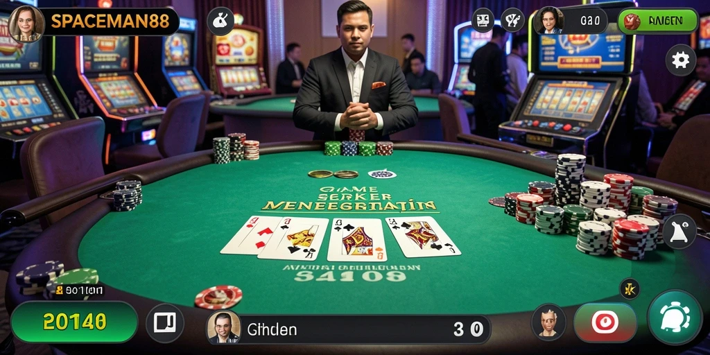 Tampilan menarik dari gameplay Poker SPACEMAN88.